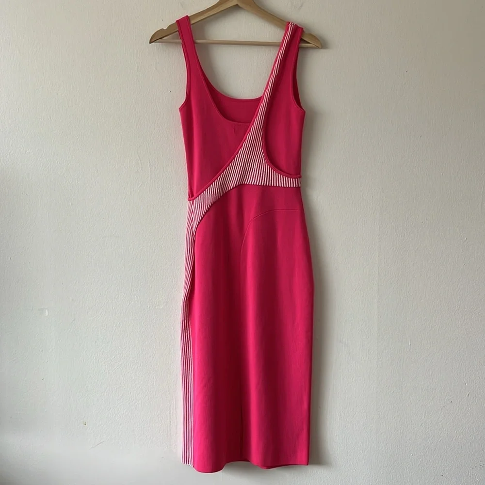 Esteban Cortazar Pink Varsity Knit Dress Bodycon Tank‎ Midi Dress size XS